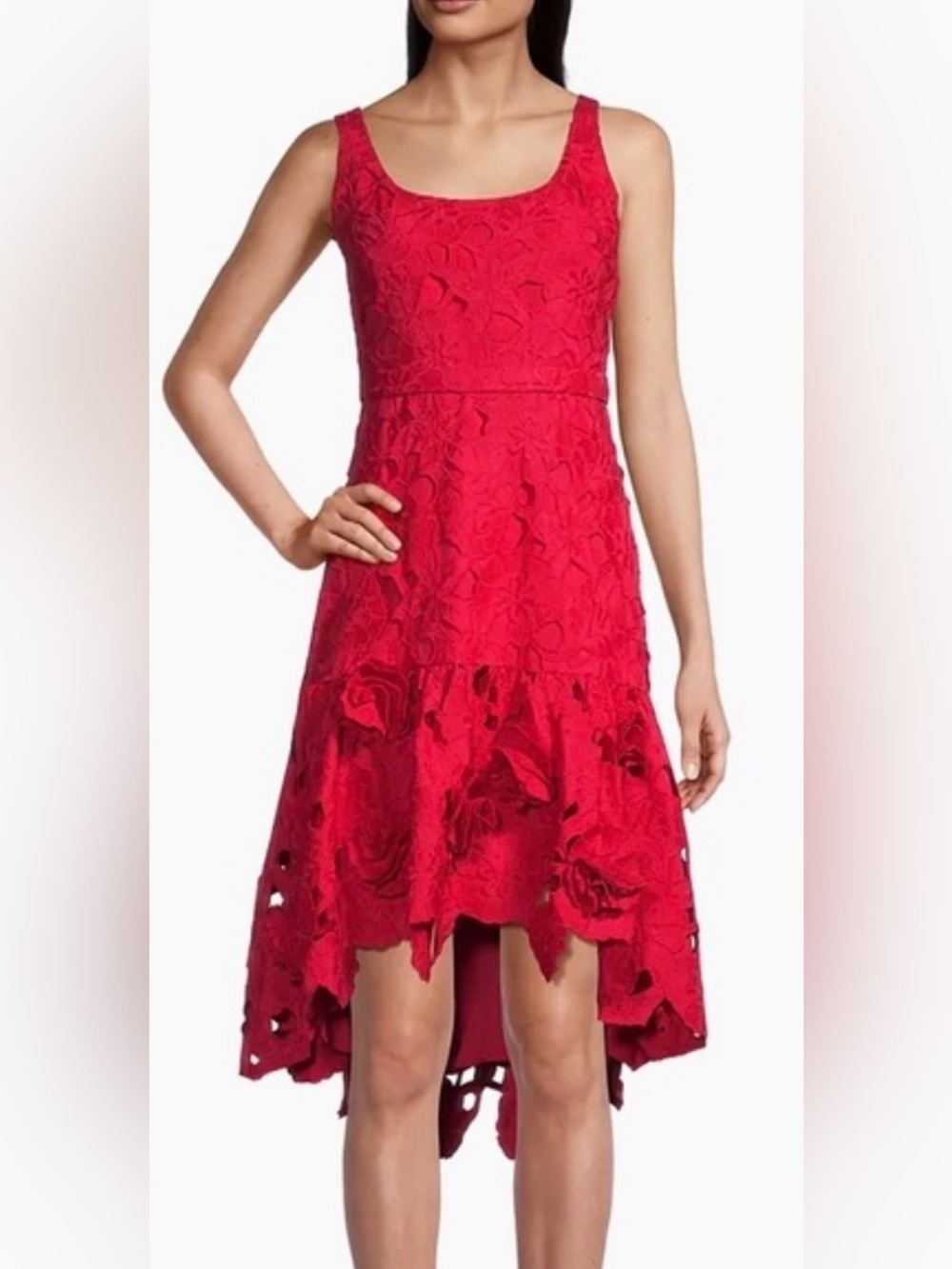 Emanuel Ungaro Abigail Cut-Out Floral Cotton High-Low Dress